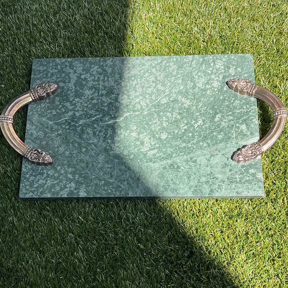 Godinger Ornate Charcuterie Cheese Marble Serving Tray Silverplate - Picture 8 of 8